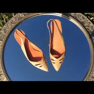 Tan  Leather Slingback Pumps